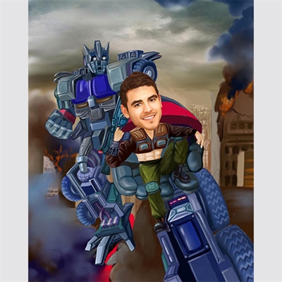 Caricature of A Man as the Transformer, from Photo, by myDaVinci - myDaVinci